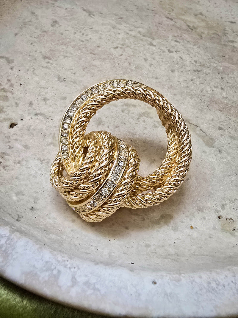 Christian Dior Vintage Gold Textured Knot Brooch