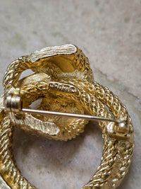 Christian Dior Vintage Gold Textured Knot Brooch