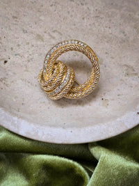 Christian Dior Vintage Gold Textured Knot Brooch