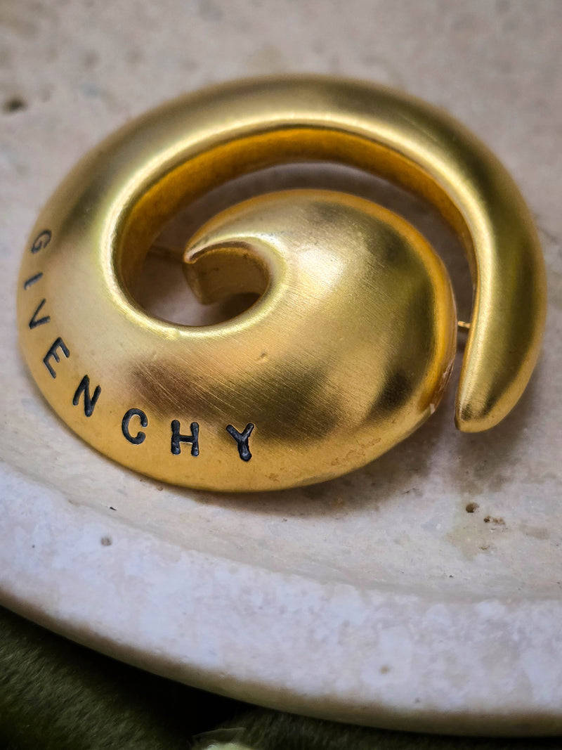 Vintage Givenchy Gold-Plated Spiral Brooch