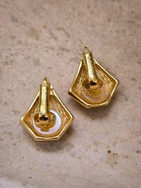 Dior Vintage Gold-Plated Chevron Clip-On Earrings