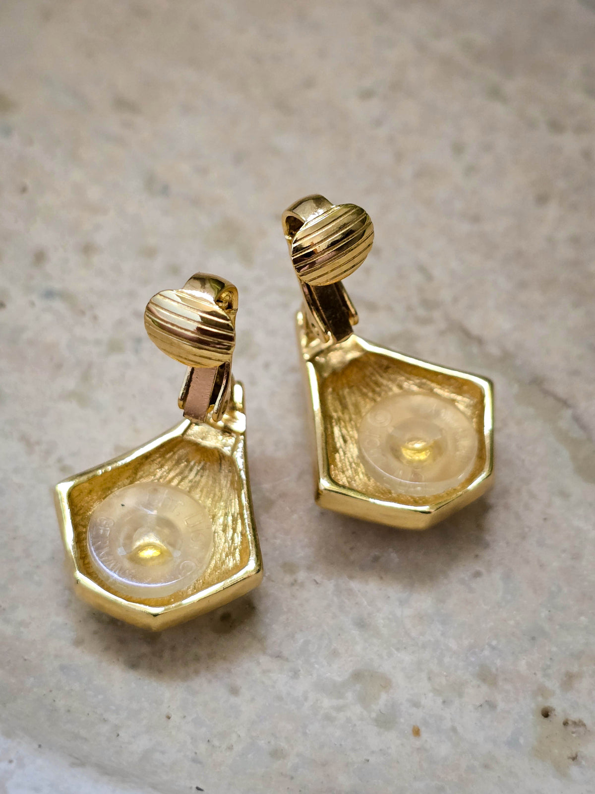 Dior Vintage Gold-Plated Chevron Clip-On Earrings