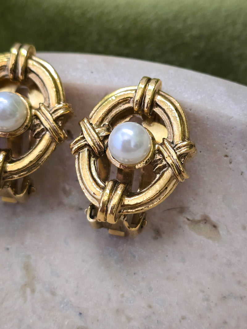 Yves Saint Laurent Vintage Clip-On Earrings Pearls