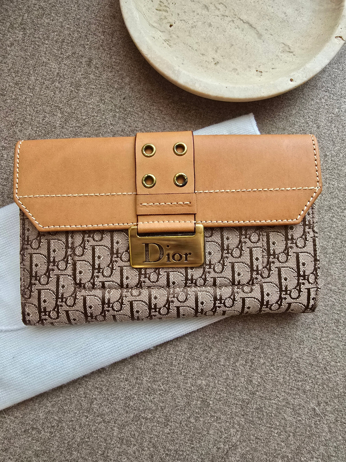 Portefeuille Dior Monogram Oblique et Cuir Lisse