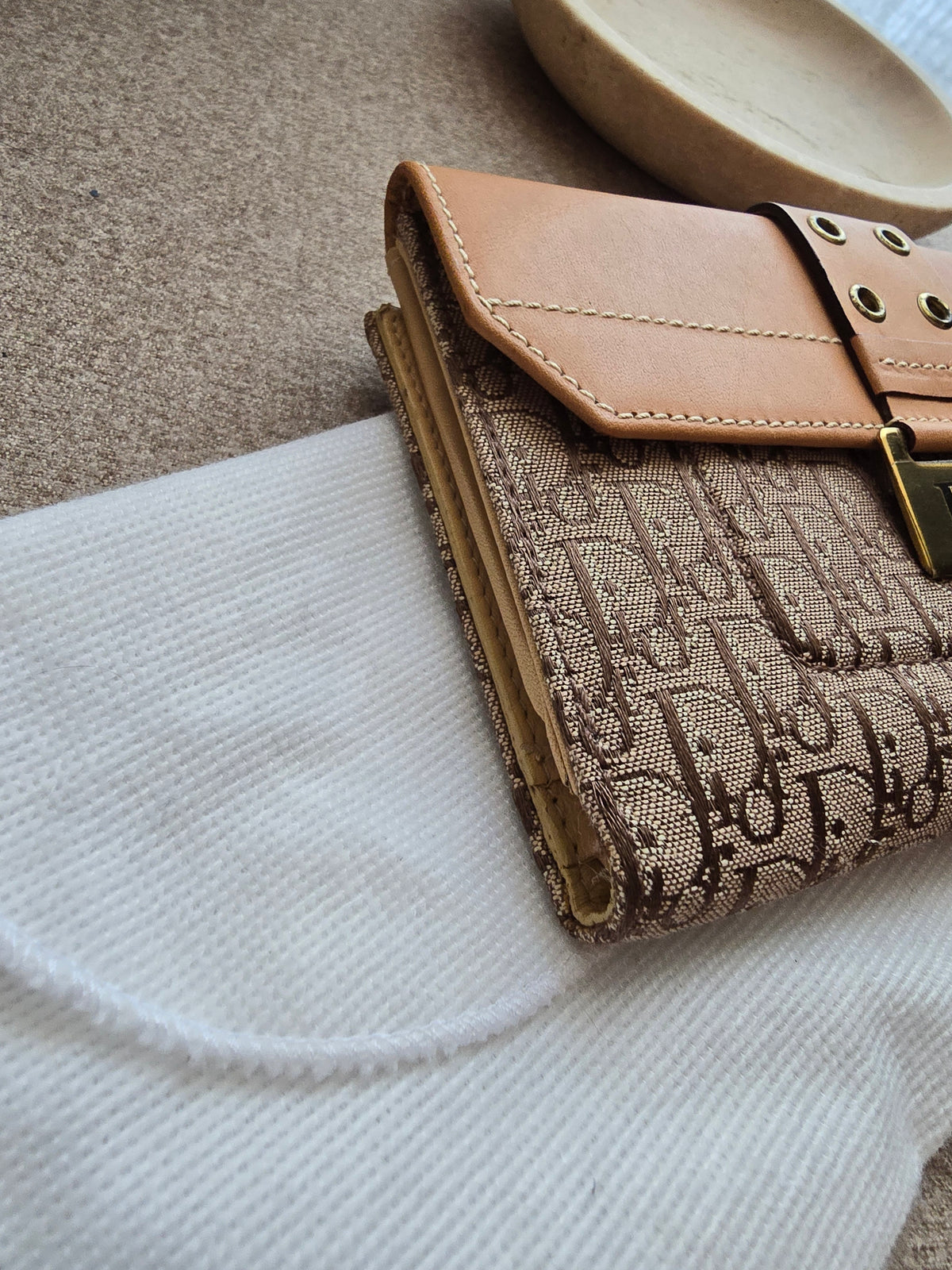 Portefeuille Dior Monogram Oblique et Cuir Lisse