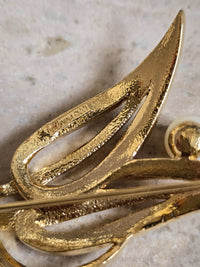 Vintage Nina Ricci Gold-Tone Crystal & Faux Pearl Brooch