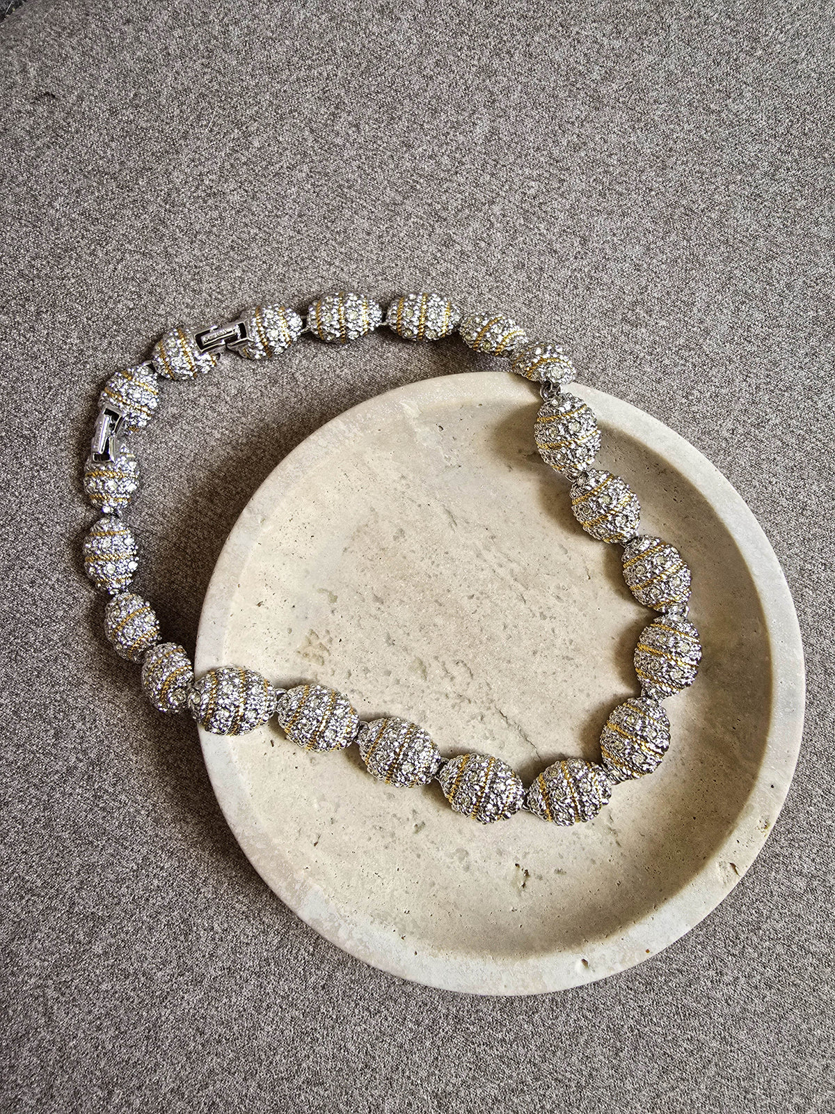 Vintage Nina Ricci Gold & Silver-Tone Rhinestone Beaded Necklace