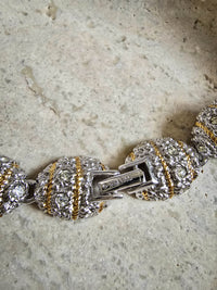 Vintage Nina Ricci Gold & Silver-Tone Rhinestone Beaded Necklace