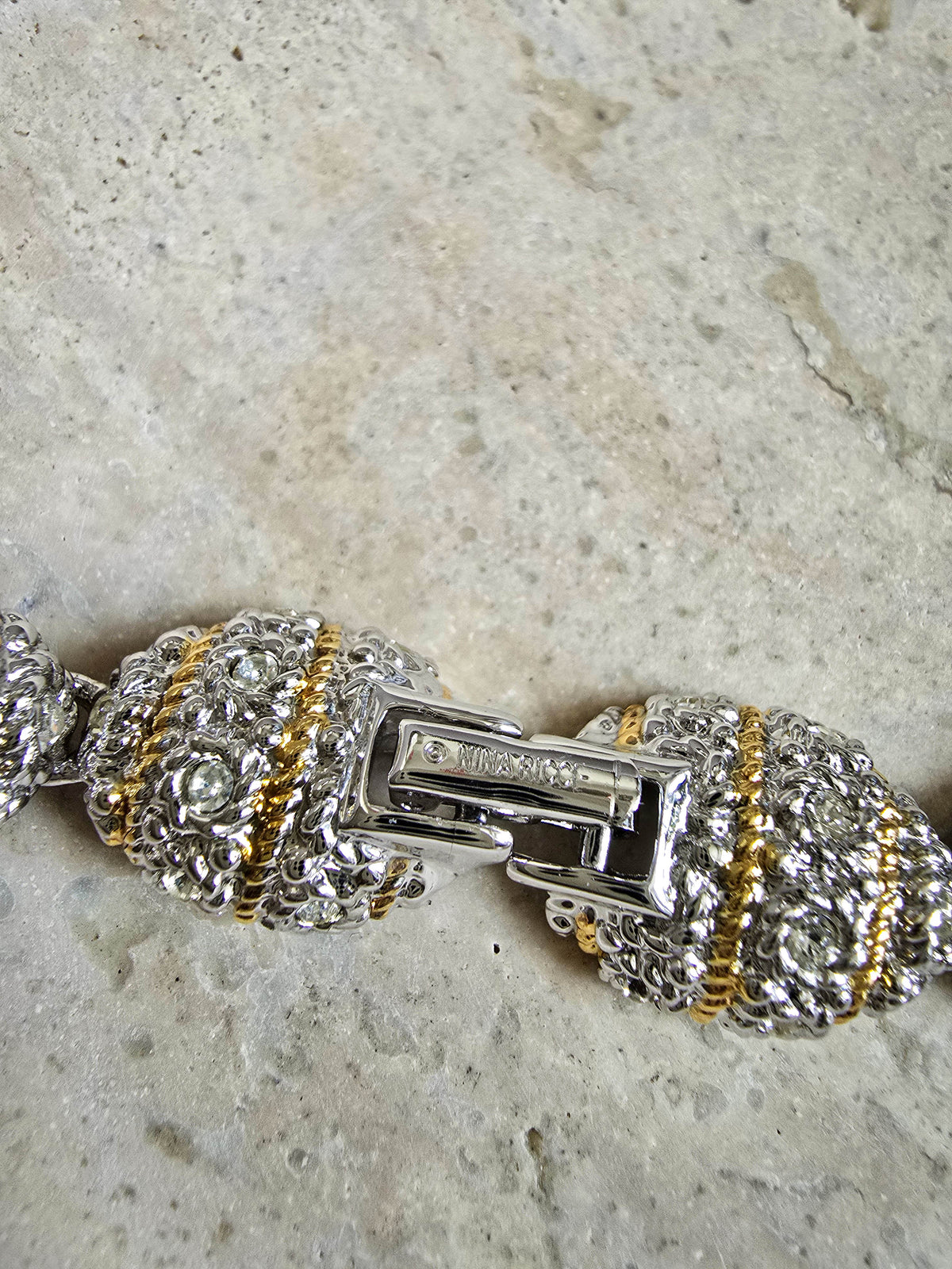 Vintage Nina Ricci Gold & Silver-Tone Rhinestone Beaded Necklace