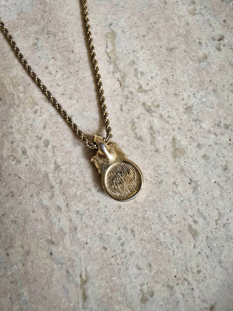 Vintage Christian Dior Gold-Tone CD Logo Pendant Necklace with Crystal Accents