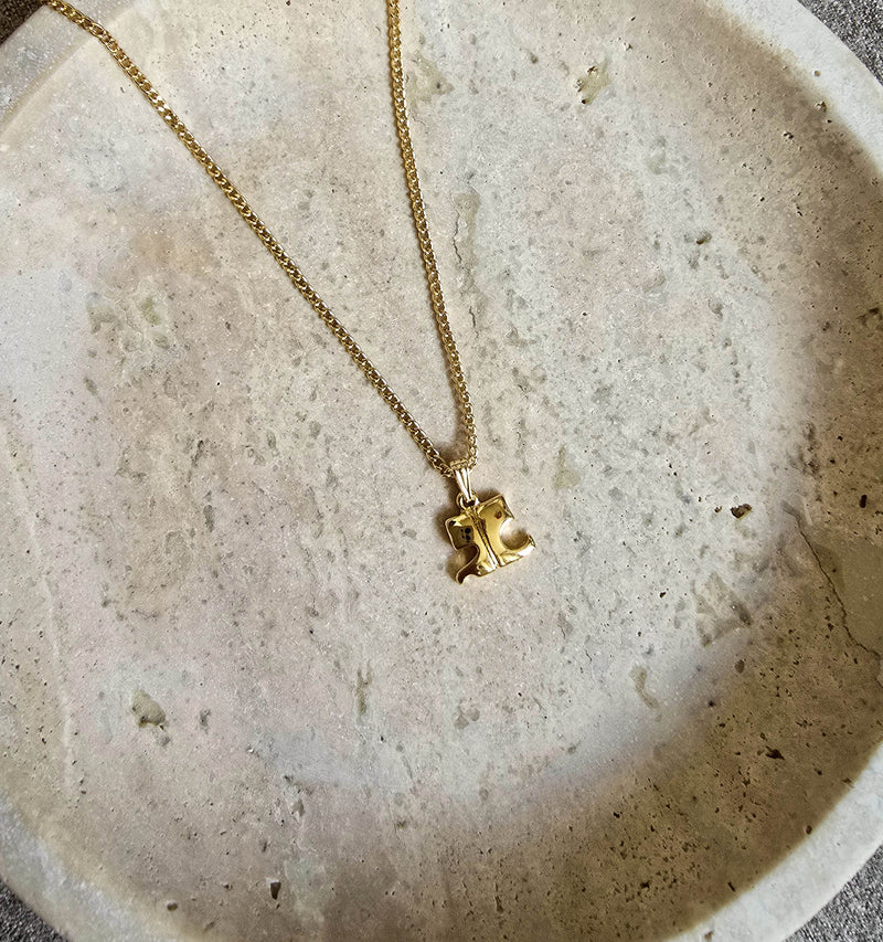 Vintage Courrèges Paris Gold-Plated Sautoir Necklace with Logo Pendant