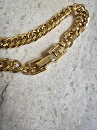 Vintage Givenchy Gold-Tone Chain Bracelet with Geometric Crystal Charm