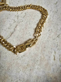 Vintage Givenchy Gold-Tone Chain Bracelet with Geometric Crystal Charm