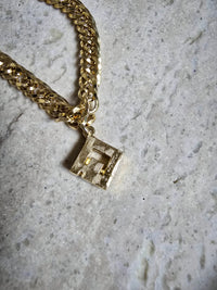 Vintage Givenchy Gold-Tone Chain Bracelet with Geometric Crystal Charm