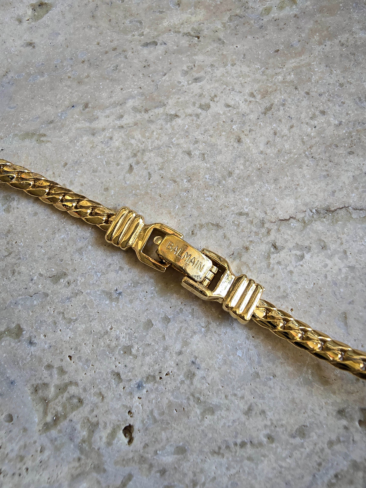 Balmain Vintage Gold-Tone Twist Necklace with Crystal Accents