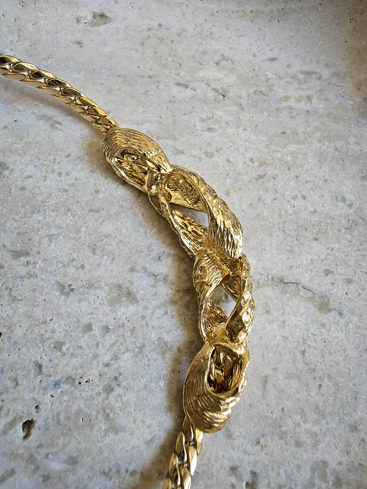 Balmain Vintage Gold-Tone Twist Necklace with Crystal Accents