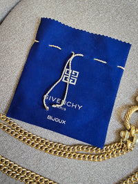Vintage Givenchy Gold-Plated Chain Sautoir Necklace with Pearls & Crystals
