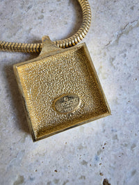 Vintage Givenchy Two-Tone Square Logo Pendant Necklace