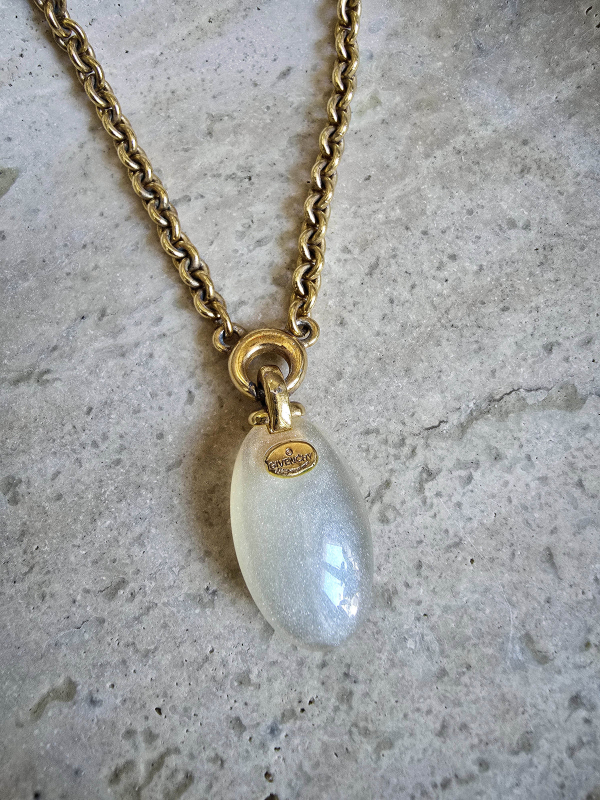 Givenchy Vintage Gold-Tone Lucite Pendant Necklace