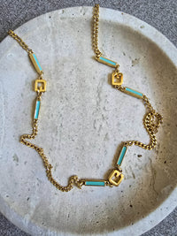 Vintage Givenchy Turquoise Enamel Sautoir Necklace