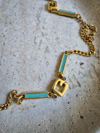 Vintage Givenchy Turquoise Enamel Sautoir Necklace