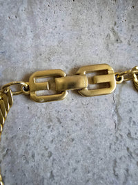 Vintage Givenchy Gold-Tone Flat Herringbone Link Bracelet with Logo Clasp