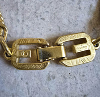 Vintage Givenchy Gold-Tone Flat Herringbone Link Bracelet with Logo Clasp
