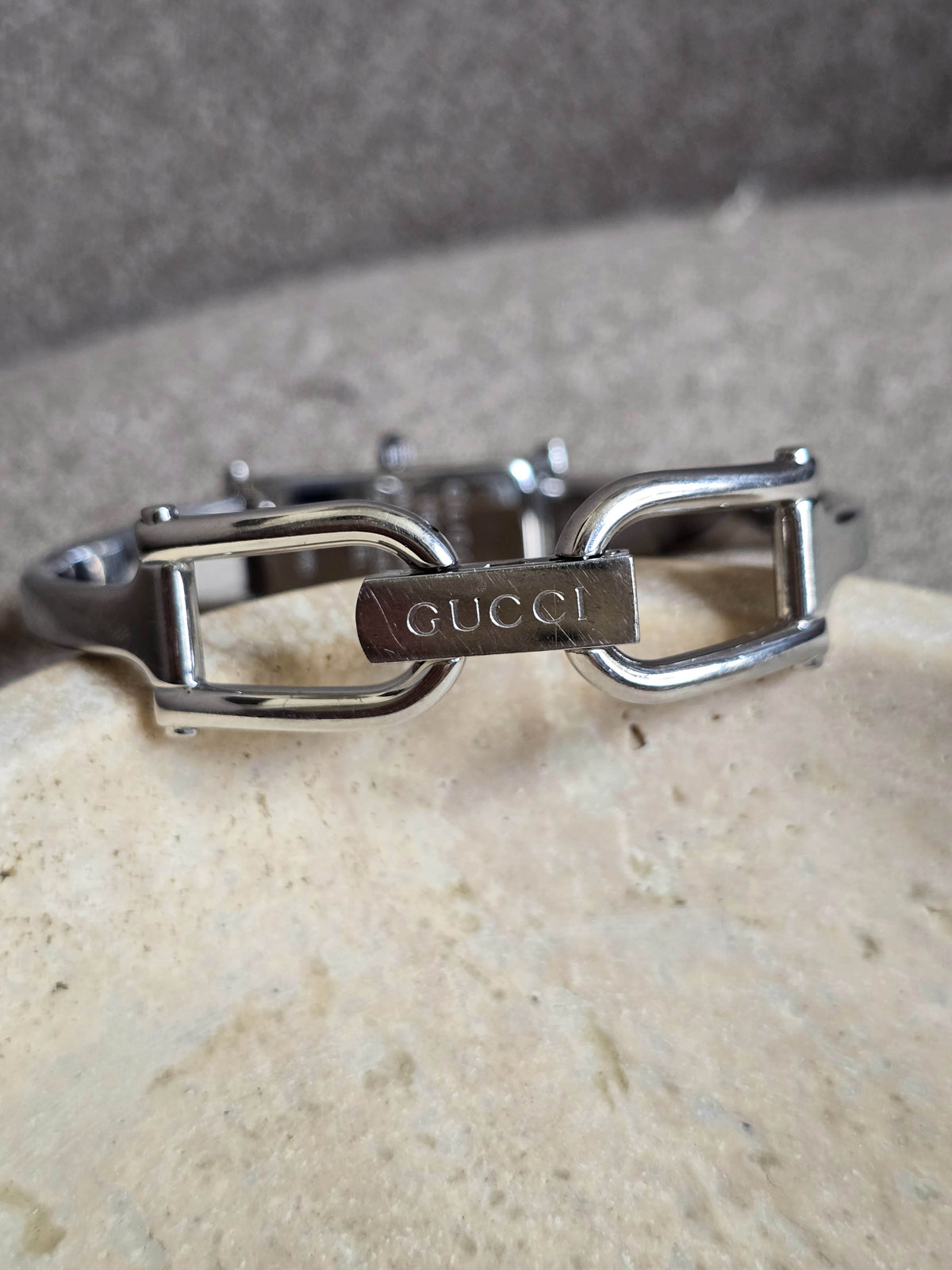 Vintage Gucci 1500L Stainless Steel Bangle Watch – Women's Size