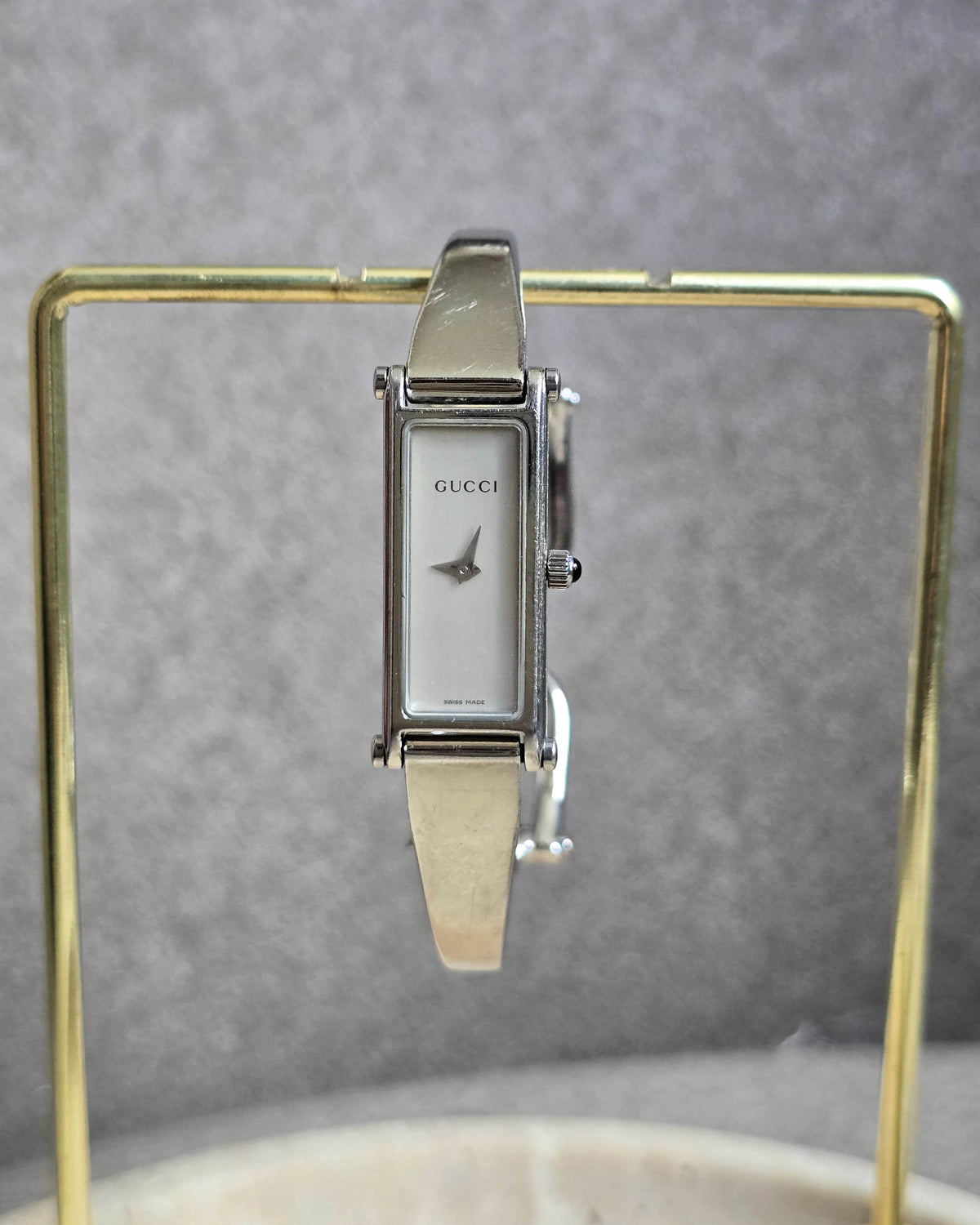 Vintage Gucci 1500L Stainless Steel Bangle Watch – Women's Size
