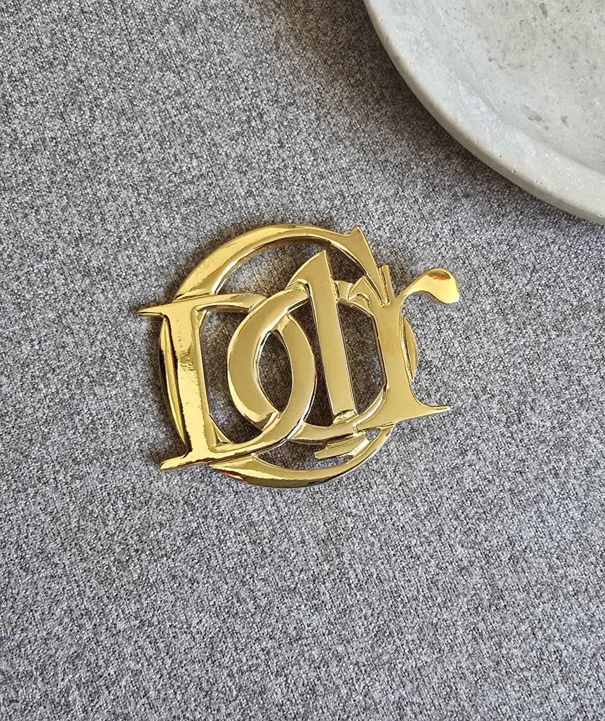 Vintage Christian Dior Gold Logo Brooch