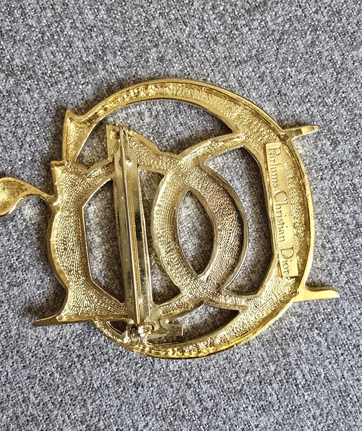 Vintage Christian Dior Gold Logo Brooch