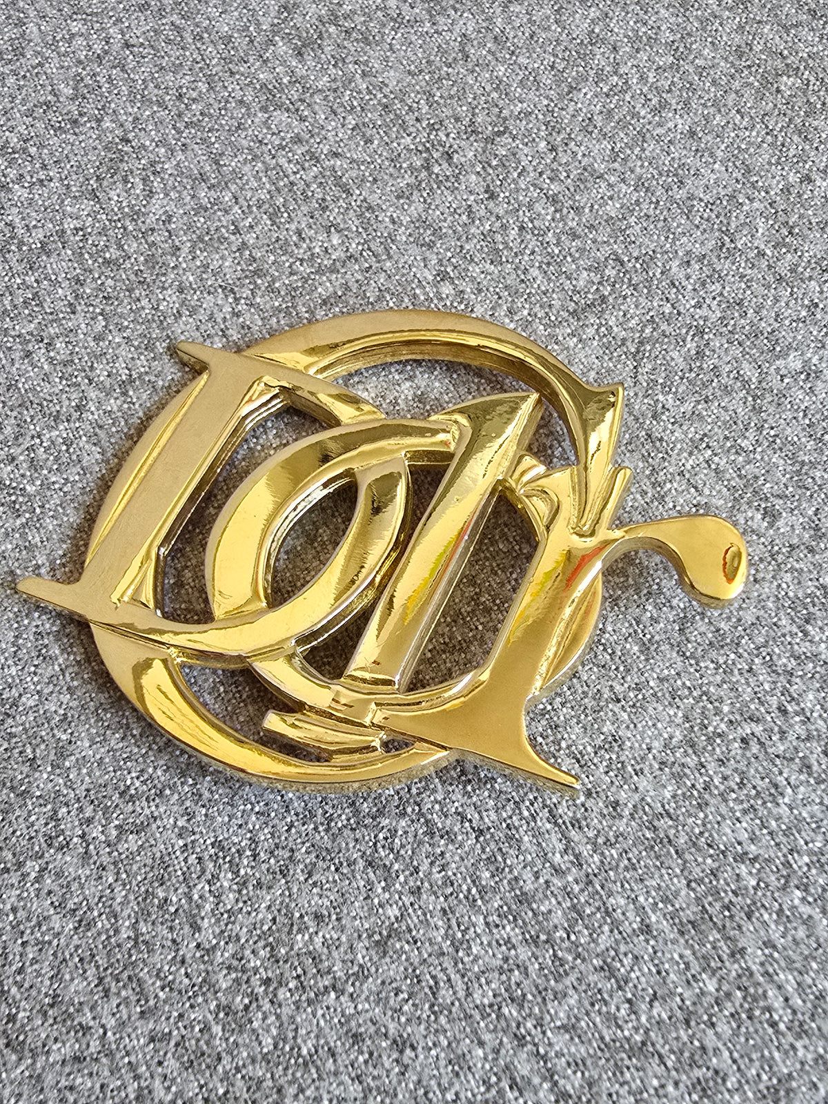 Vintage Christian Dior Gold Logo Brooch