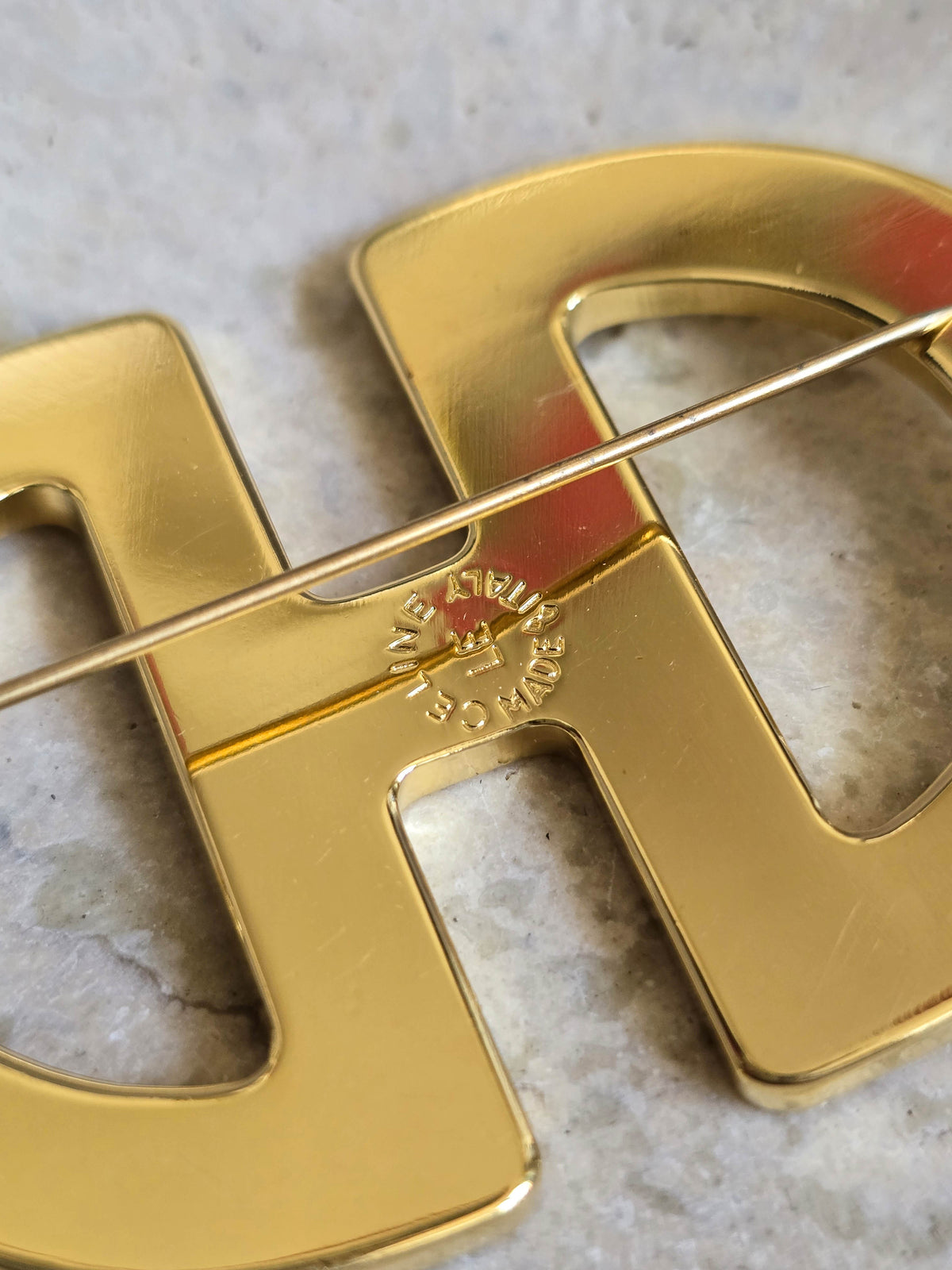 Vintage Céline Gold-Tone Double “C” Logo Brooch