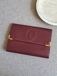 Cartier Bordeaux Leather Wallet with Gold Corners