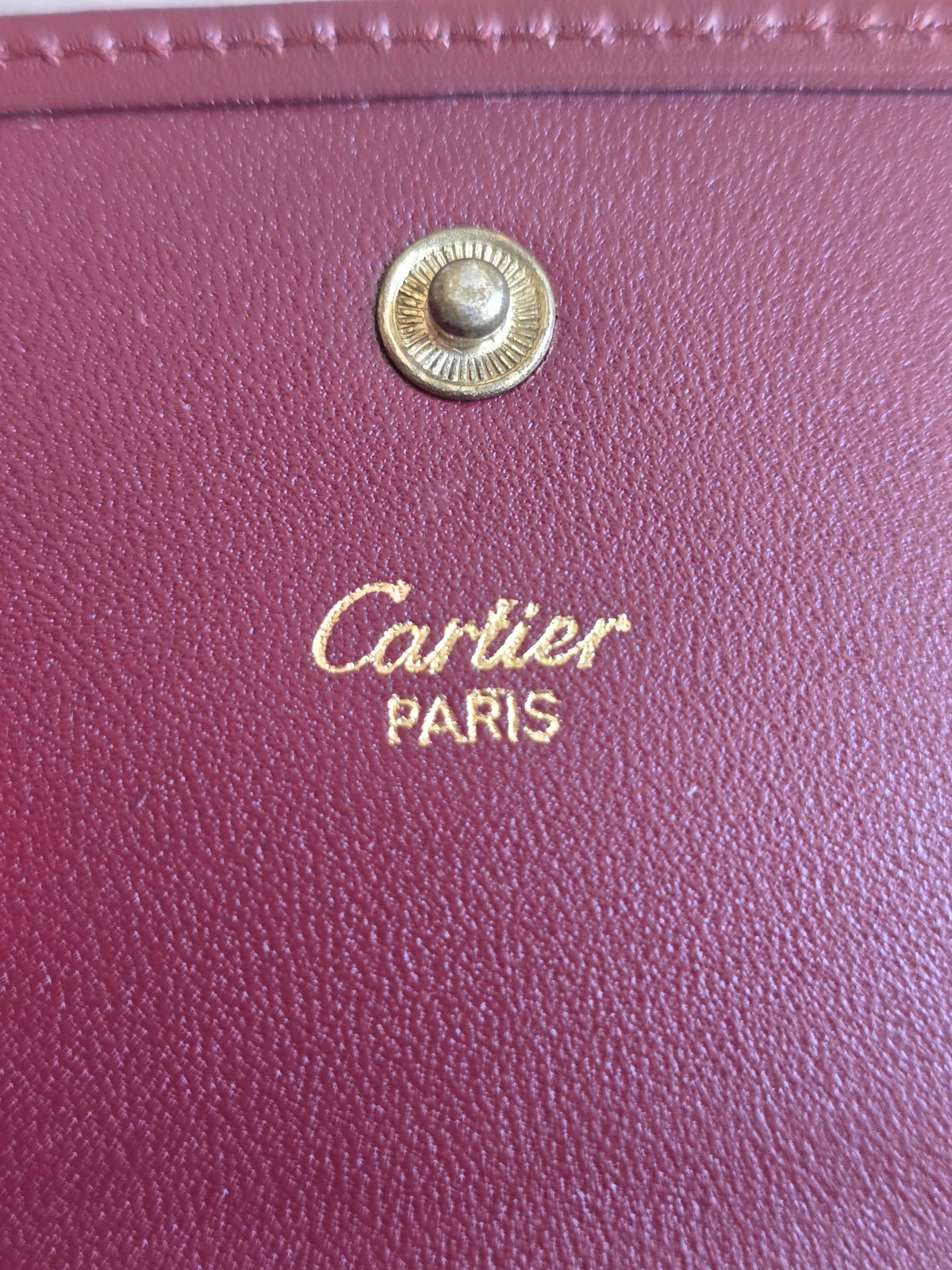 Cartier Bordeaux Leather Wallet with Gold Corners