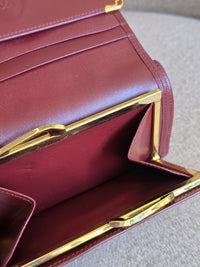 Cartier Bordeaux Leather Wallet with Gold Corners