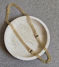 Vintage Nina Ricci Chain Sautoir With Black & Clear Rhinestones
