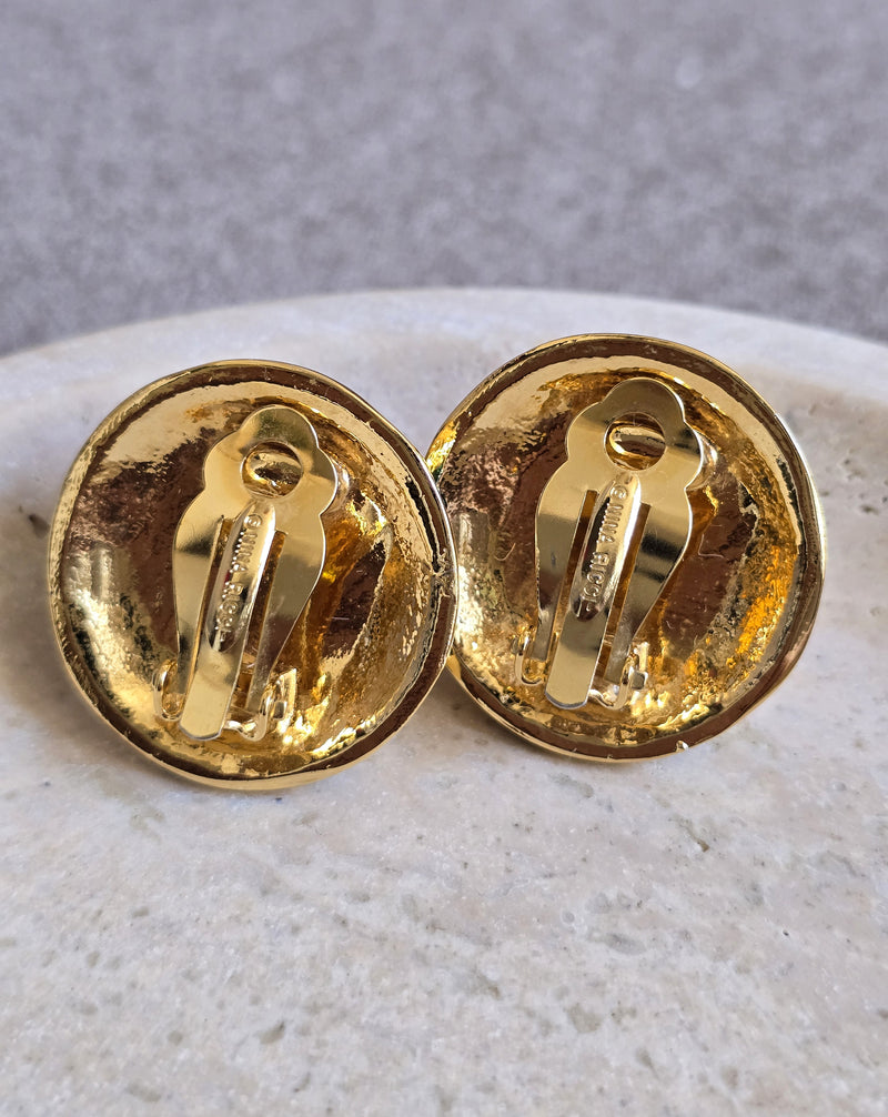 Vintage Nina Ricci Maxi Pearl & Rhinestones Clip-On Earrings