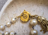 Vintage Sonia Rykiel Pearl Sautoir Necklace with Gold Filigree Beads and Tassel