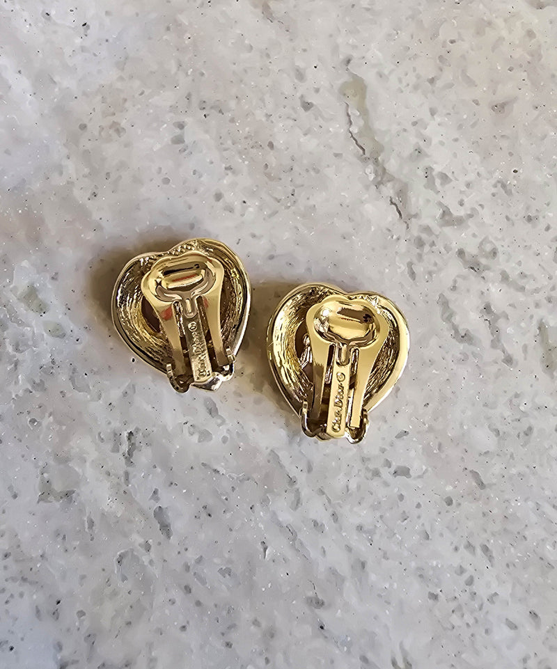 Vintage Dior Heart Clip-On Earrings