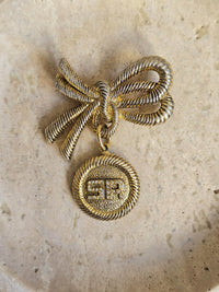 Vintage Sonia Rykiel Bow & Medallion Brooch with Rhinestones
