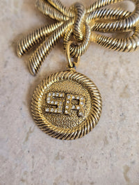 Vintage Sonia Rykiel Bow & Medallion Brooch with Rhinestones