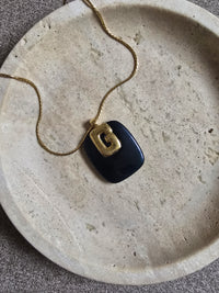 Vintage Givenchy Black Bakelite Pendant Necklace