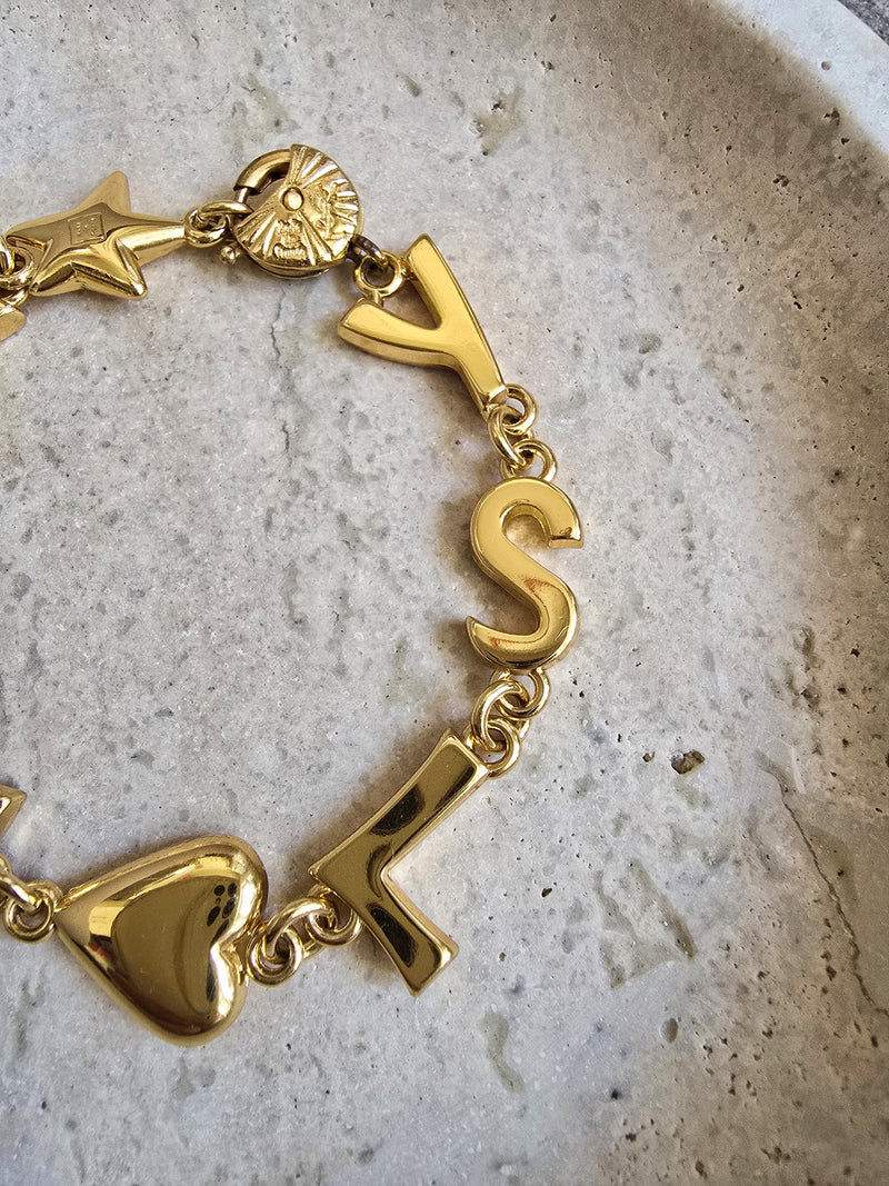 Vintage Yves Saint Laurent Gold-Tone Charm Bracelet