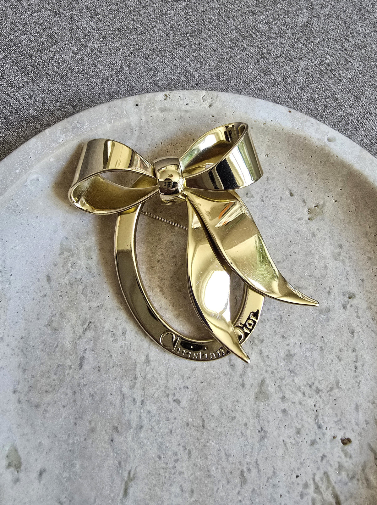 Vintage Christian Dior Gold-Tone Bow Brooch