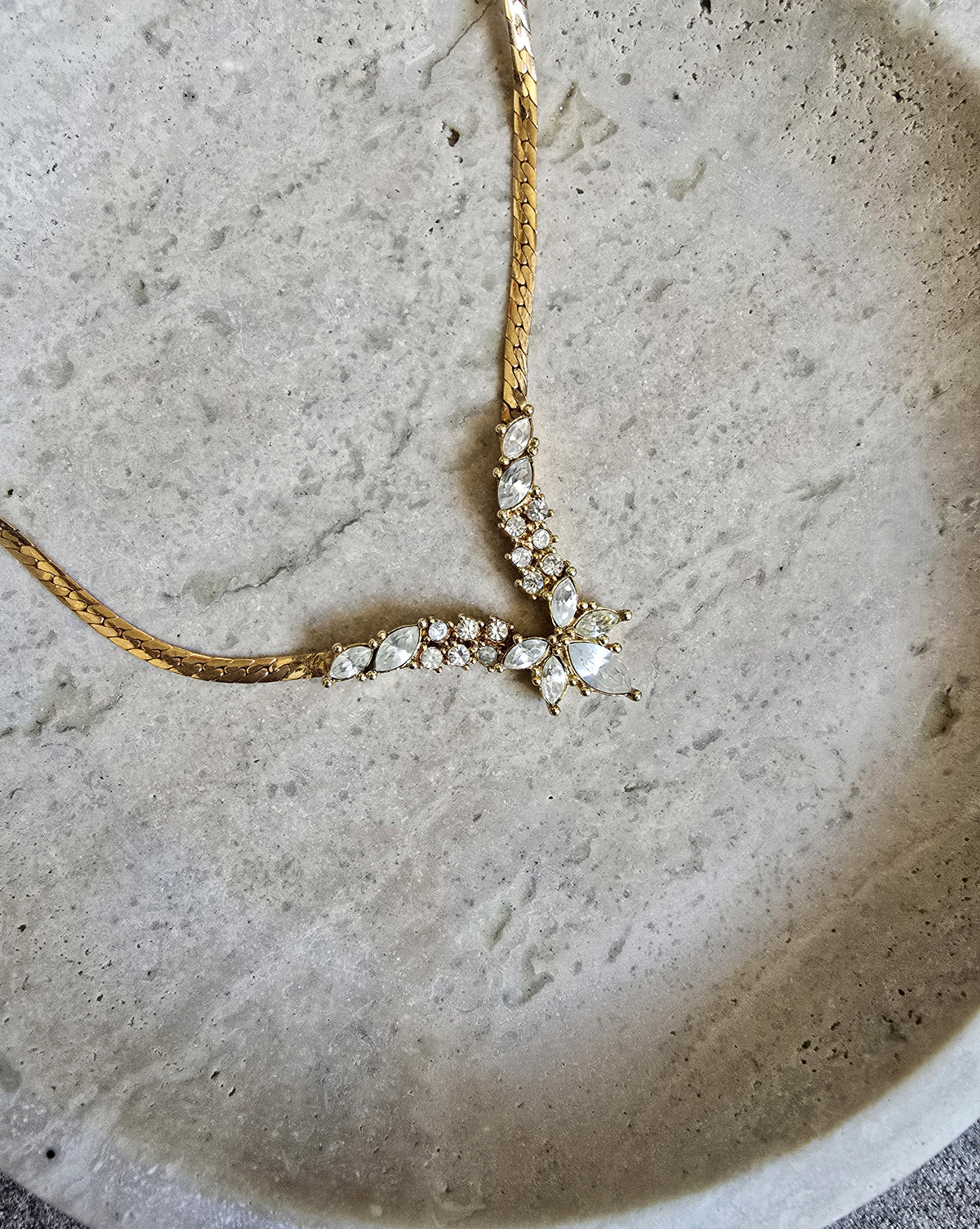 Christian Dior Bijoux Necklace – 1920s-Inspired Gold Plated with Crystal Accents