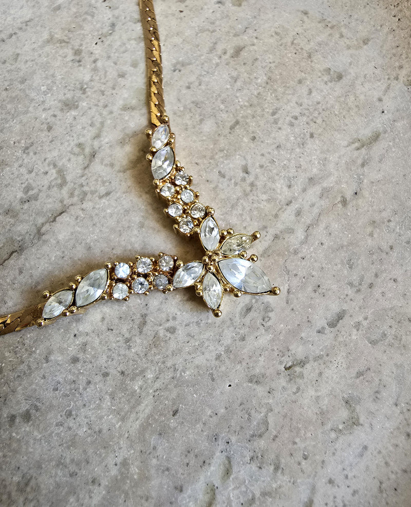 Christian Dior Bijoux Necklace – 1920s-Inspired Gold Plated with Crystal Accents