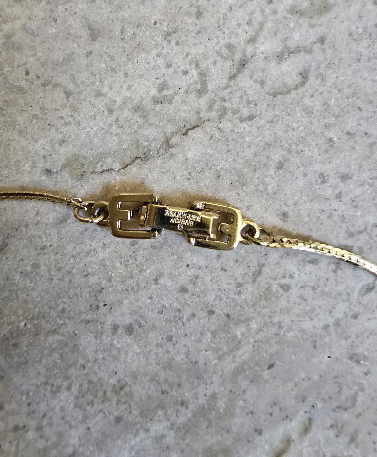 Vintage Black Enamel & Gold-Tone Diamond-Shaped Pendant Necklace with Clear Rhinestones