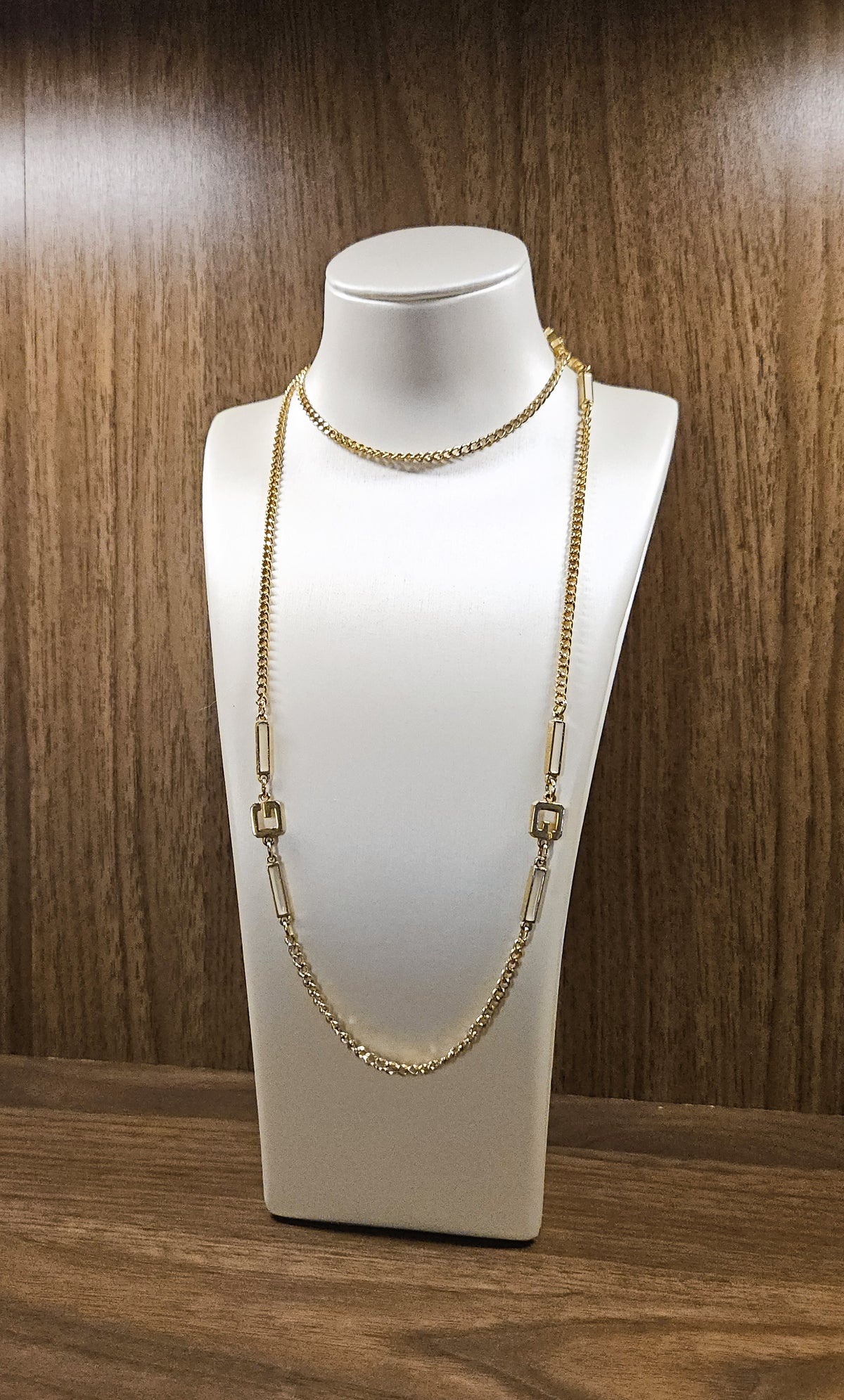 Vintage Givenchy White Enamel Sautoir Necklace