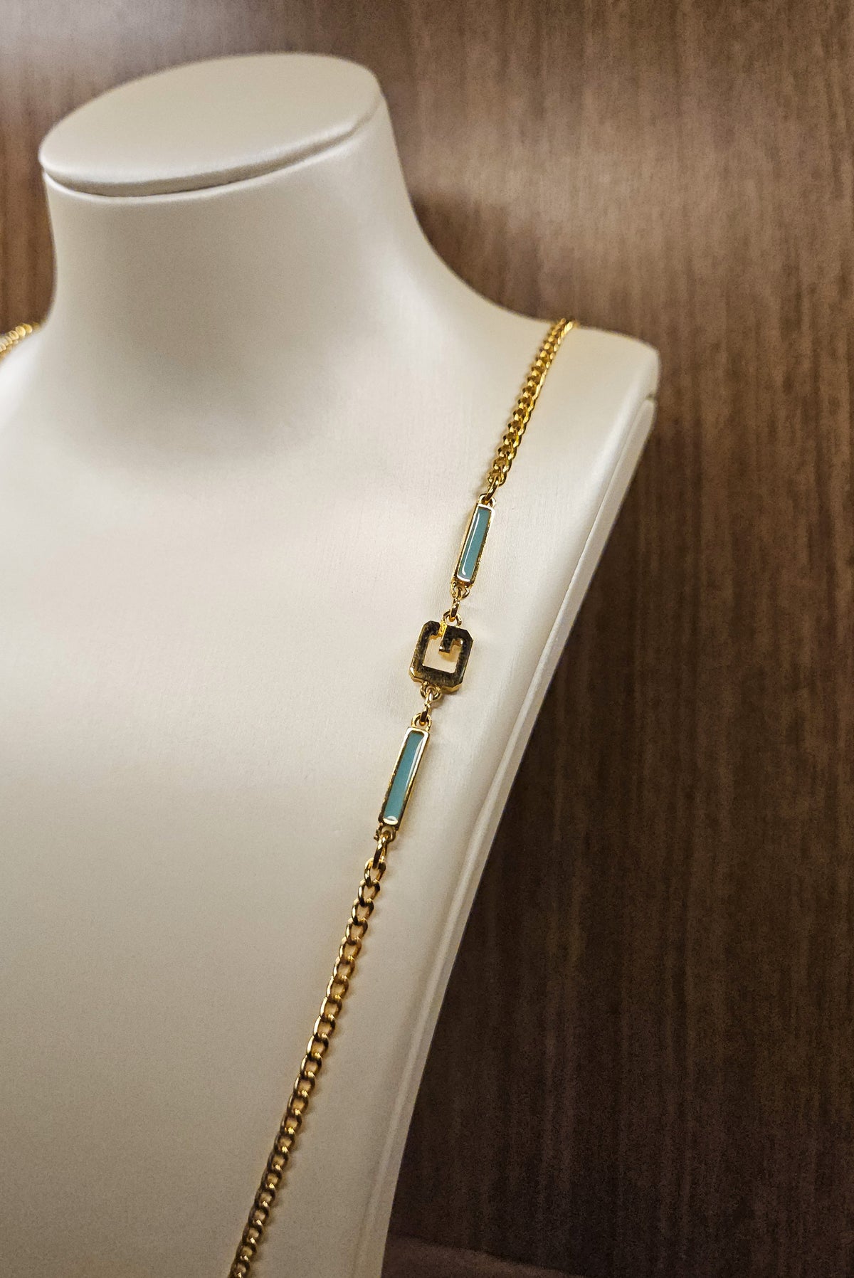 Vintage Givenchy Turquoise Enamel Sautoir Necklace